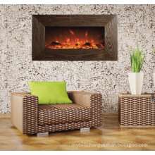 wooden panel hanging electric fireplace